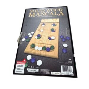 Cardinal‎ Industries Solid Wood Mancala Folding Board Game with 48 Glass Stones
